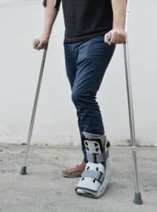 A man with an injured foot after a motorcycle accident in Virginia. 