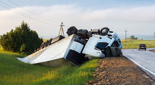 A Richmond tractor trailer accident alongside the road.