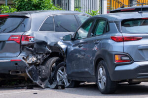 Cars on t-bone accident in the road