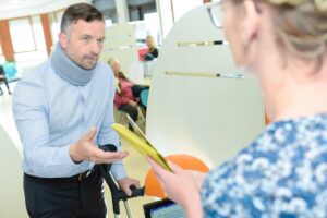 Injured man with neck braces filing for personal injury claims.