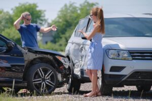 Uber driver on t-bone accident in the road.