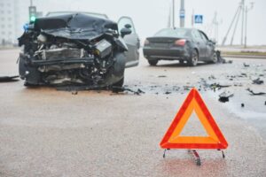 Highway collision caused by reckless driving.